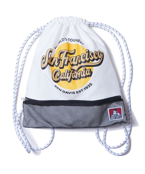 BEN DAVIS（ベンデイビス）の「PRINT GRAPHIC NAPSACK（バックパック/リュック・メンズ・ホワイト/ブラック・FREE）」の2枚目の写真