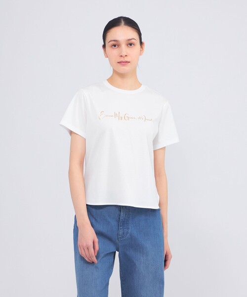EPOCA(エポカ)の「【WEB&一部店舗限定】フォイルロゴTシャツ(Tシャツ/カットソー・レディース・オフホワイト/ブラック・40)」の2枚目の写真