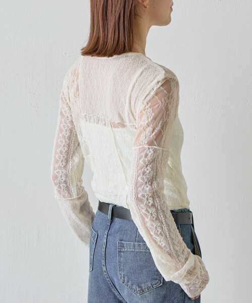 goocy（グーシー）の「レースパッチワークトップス（Tシャツ/カットソー・レディース・ブラック/アイボリー・FREE）」の3枚目の写真