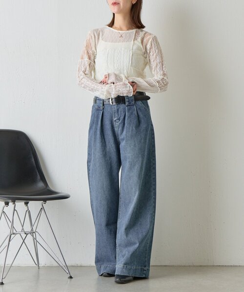 goocy（グーシー）の「レースパッチワークトップス（Tシャツ/カットソー・レディース・ブラック/アイボリー・FREE）」の5枚目の写真