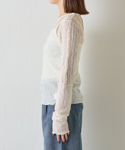 goocy（グーシー）の「レースパッチワークトップス（Tシャツ/カットソー・レディース・ブラック/アイボリー・FREE）」の13枚目の写真