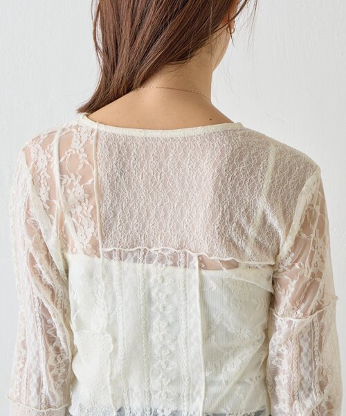 goocy（グーシー）の「レースパッチワークトップス（Tシャツ/カットソー・レディース・ブラック/アイボリー・FREE）」の15枚目の写真