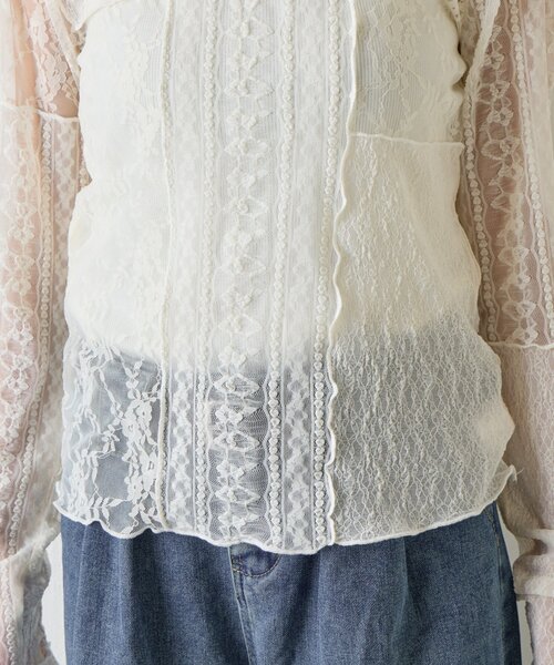 goocy（グーシー）の「レースパッチワークトップス（Tシャツ/カットソー・レディース・ブラック/アイボリー・FREE）」の20枚目の写真