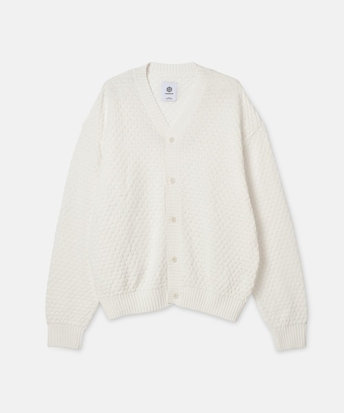 SEAGREEN(シーグリーン)の「SEAGREEN(シーグリーン) PAPER WAFFLE CARDIGAN(カーディガン/ボレロ・メンズ・ホワイト/ネイビー・2/3)」の2枚目の写真