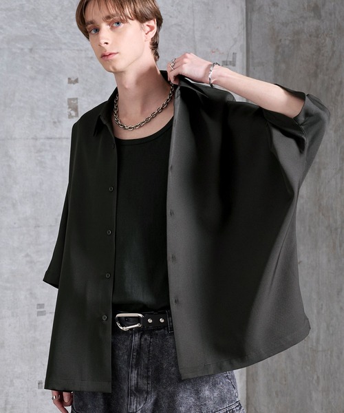 SERACE(セラス)の「【SERACE】Drape stretch loose short sleeve dolman shirt / ドレープストレッチルーズ半袖ドルマンシャツ(シャツ/ブラウス・メンズ・グレー/ブラック/ホワイト・S/M/L)」の2枚目の写真