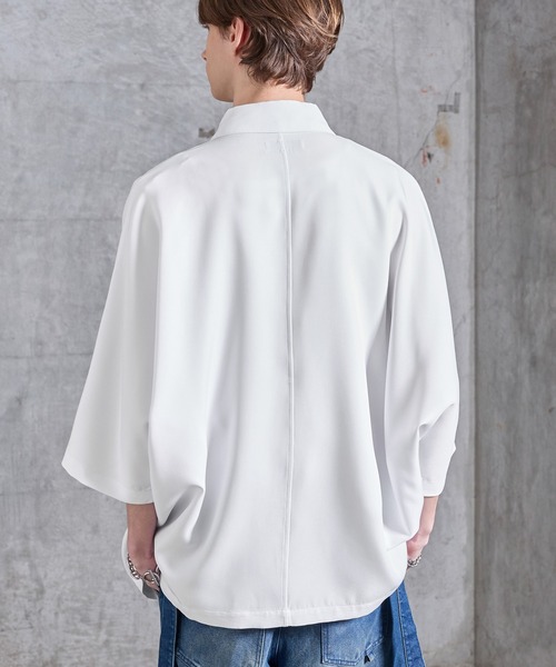 SERACE(セラス)の「【SERACE】Drape stretch loose short sleeve dolman shirt / ドレープストレッチルーズ半袖ドルマンシャツ(シャツ/ブラウス・メンズ・グレー/ブラック/ホワイト・S/M/L)」の6枚目の写真