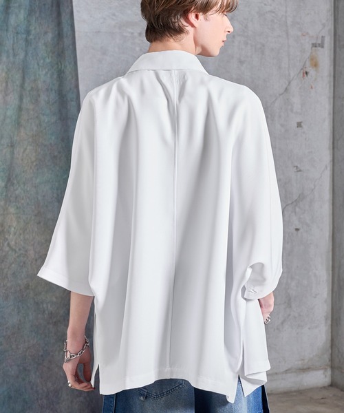 SERACE(セラス)の「【SERACE】Drape stretch loose short sleeve dolman shirt / ドレープストレッチルーズ半袖ドルマンシャツ(シャツ/ブラウス・メンズ・グレー/ブラック/ホワイト・S/M/L)」の10枚目の写真
