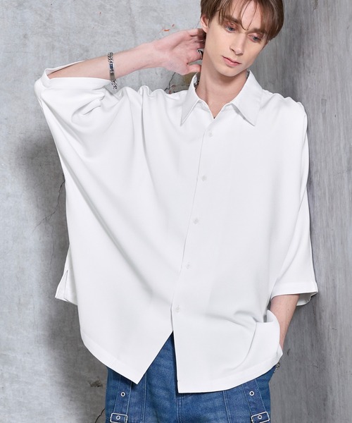 SERACE(セラス)の「【SERACE】Drape stretch loose short sleeve dolman shirt / ドレープストレッチルーズ半袖ドルマンシャツ(シャツ/ブラウス・メンズ・グレー/ブラック/ホワイト・S/M/L)」の12枚目の写真