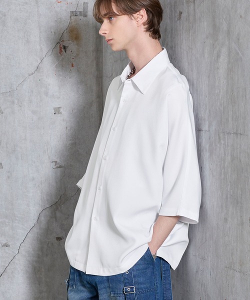 SERACE(セラス)の「【SERACE】Drape stretch loose short sleeve dolman shirt / ドレープストレッチルーズ半袖ドルマンシャツ(シャツ/ブラウス・メンズ・グレー/ブラック/ホワイト・S/M/L)」の14枚目の写真