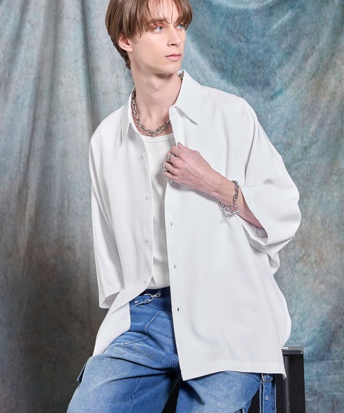 SERACE(セラス)の「【SERACE】Drape stretch loose short sleeve dolman shirt / ドレープストレッチルーズ半袖ドルマンシャツ(シャツ/ブラウス・メンズ・グレー/ブラック/ホワイト・S/M/L)」の15枚目の写真