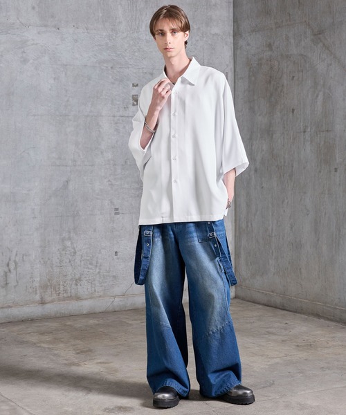 SERACE(セラス)の「【SERACE】Drape stretch loose short sleeve dolman shirt / ドレープストレッチルーズ半袖ドルマンシャツ(シャツ/ブラウス・メンズ・グレー/ブラック/ホワイト・S/M/L)」の16枚目の写真