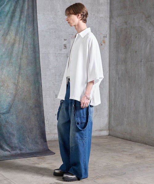 SERACE(セラス)の「【SERACE】Drape stretch loose short sleeve dolman shirt / ドレープストレッチルーズ半袖ドルマンシャツ(シャツ/ブラウス・メンズ・グレー/ブラック/ホワイト・S/M/L)」の21枚目の写真