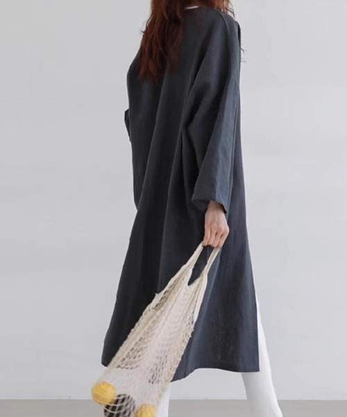 Flugge（フラッジー）の「リネンライクロングガウン（その他トップス・レディース・ネイビー/ベージュ・LARGE/MEDIUM）」の2枚目の写真