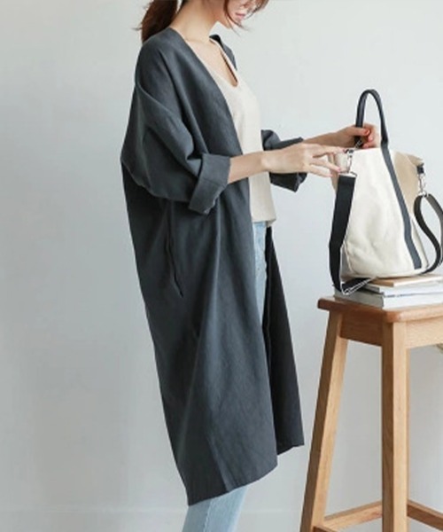 Flugge（フラッジー）の「リネンライクロングガウン（その他トップス・レディース・ネイビー/ベージュ・LARGE/MEDIUM）」の7枚目の写真