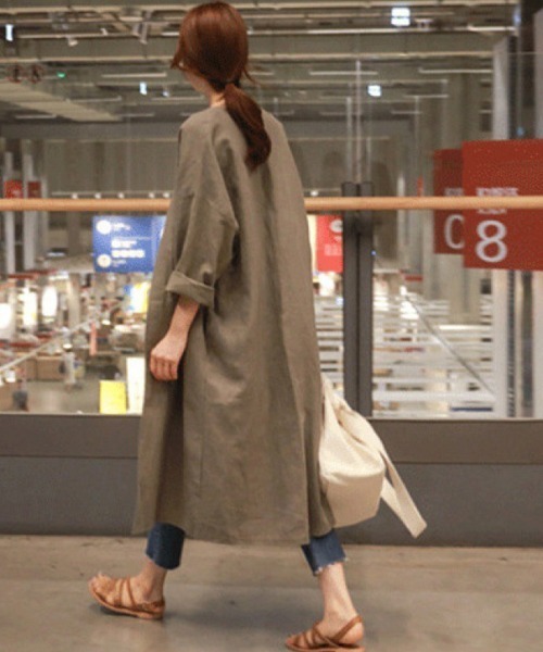 Flugge（フラッジー）の「リネンライクロングガウン（その他トップス・レディース・ネイビー/ベージュ・LARGE/MEDIUM）」の5枚目の写真