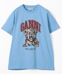 GANNI | GANNI/ガニー Basic Jersey Tiger Relaxed T-shirt / T4007 / フロントプリント 半袖Tシャツ(Tシャツ/カットソー)