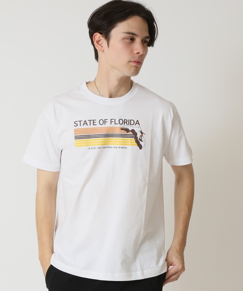 ARCADE（アーケード）の「サーフプリント クルーネック半袖Tシャツ　PRIMAL POINT（Tシャツ/カットソー・メンズ・ブラック系1/ブラック系3/ブルー系3/ホワイト系1/ホワイト系2/ホワイト系3/ブラック系2/イエロー系2/ピンク系1・M/L/LL）」の4枚目の写真