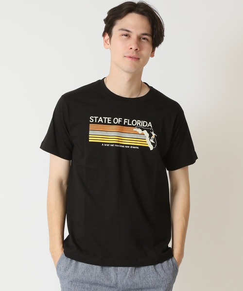 ARCADE（アーケード）の「サーフプリント クルーネック半袖Tシャツ　PRIMAL POINT（Tシャツ/カットソー・メンズ・ブラック系1/ブラック系3/ブルー系3/ホワイト系1/ホワイト系2/ホワイト系3/ブラック系2/イエロー系2/ピンク系1・M/L/LL）」の7枚目の写真