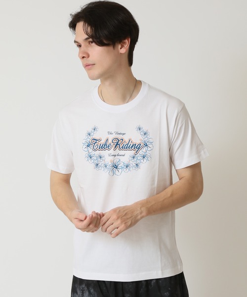 ARCADE（アーケード）の「サーフプリント クルーネック半袖Tシャツ　PRIMAL POINT（Tシャツ/カットソー・メンズ・ブラック系1/ブラック系3/ブルー系3/ホワイト系1/ホワイト系2/ホワイト系3/ブラック系2/イエロー系2/ピンク系1・M/L/LL）」の11枚目の写真