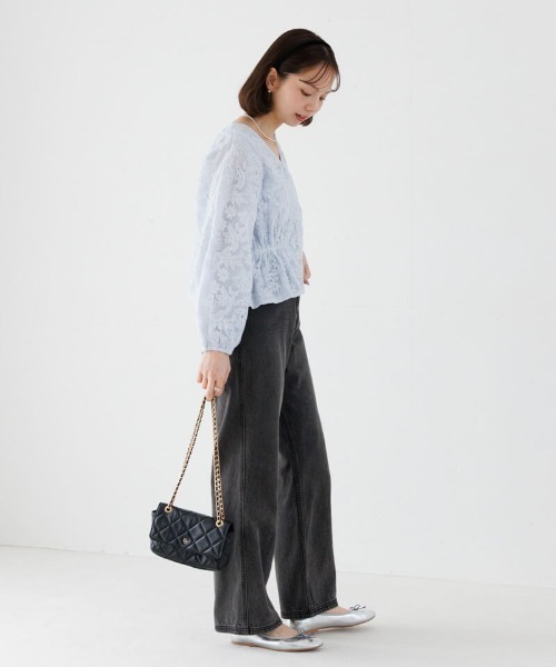 flower(フラワー)の「ブロッサムシアートップ(シャツ/ブラウス・レディース・ホワイト/ピンク/ブルー・FREE)」の9枚目の写真