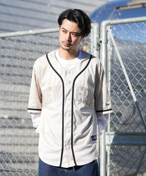 NEW ERA(ニューエラ)の「NEW ERA/ニューエラ 半袖 ベースボールシャツ メンズ MESH BASEBALL SHIRT 14856730/14856731(シャツ/ブラウス・メンズ・ストーン/ブラック・M/L/XL/XXL)」の4枚目の写真