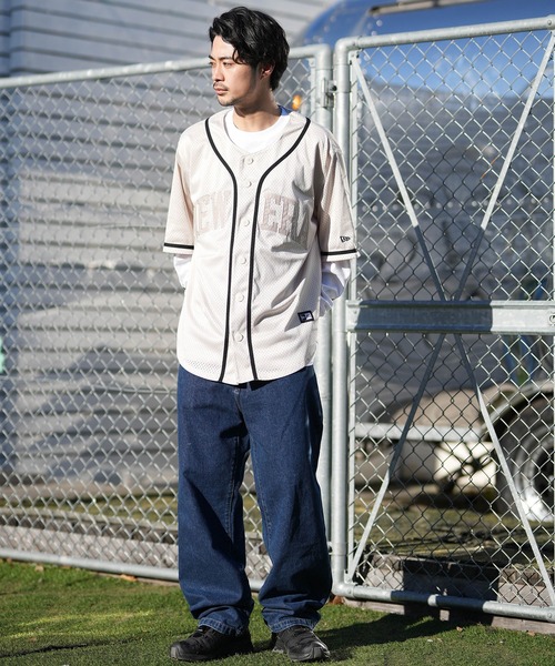 NEW ERA(ニューエラ)の「NEW ERA/ニューエラ 半袖 ベースボールシャツ メンズ MESH BASEBALL SHIRT 14856730/14856731(シャツ/ブラウス・メンズ・ストーン/ブラック・M/L/XL/XXL)」の6枚目の写真