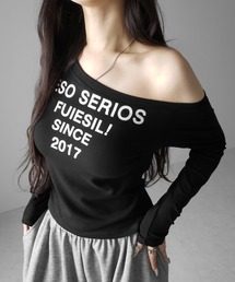 me+em select(�~�[���Z���N�g)�́y �Rcolor �z�R���p�N�g���S�����V�������[�Y����T �^ compact logo one-Shoulder loose long-sleeve T-Shirt(T�V���c/�J�b�g�\�[)