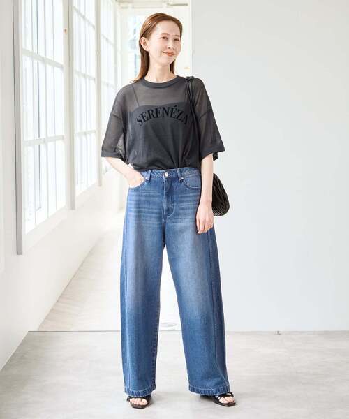 U by SPICK&SPAN（ユーバイスピックアンドスパン）の「シアーロゴニットTEE（ニット/セーター・レディース・ホワイト/ブラウン/ピンク/チャコールグレー・FREE）」の8枚目の写真