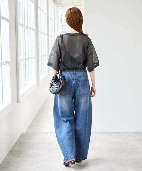 U by SPICK&SPAN（ユーバイスピックアンドスパン）の「シアーロゴニットTEE（ニット/セーター・レディース・ホワイト/ブラウン/ピンク/チャコールグレー・FREE）」の10枚目の写真