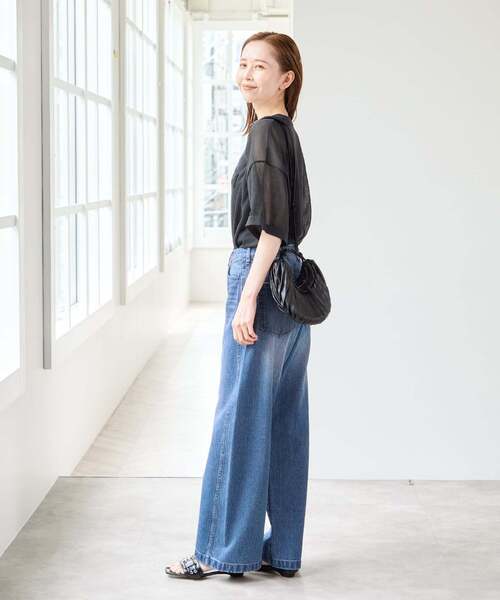 U by SPICK&SPAN（ユーバイスピックアンドスパン）の「シアーロゴニットTEE（ニット/セーター・レディース・ホワイト/ブラウン/ピンク/チャコールグレー・FREE）」の11枚目の写真