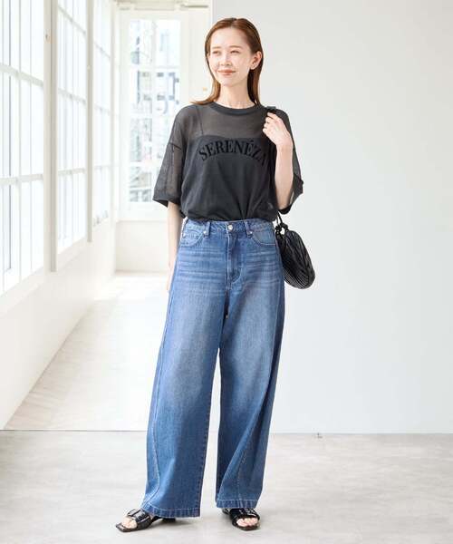 U by SPICK&SPAN（ユーバイスピックアンドスパン）の「シアーロゴニットTEE（ニット/セーター・レディース・ホワイト/ブラウン/ピンク/チャコールグレー・FREE）」の12枚目の写真
