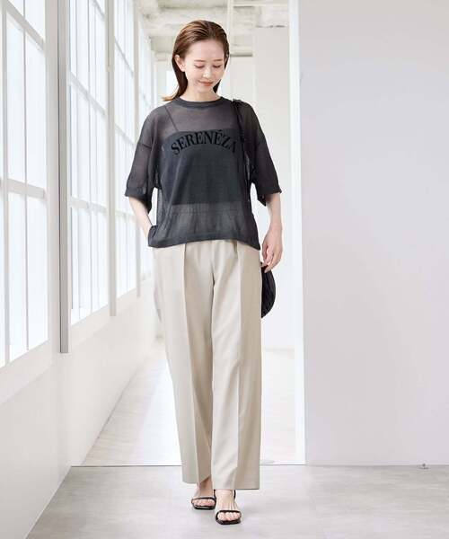 U by SPICK&SPAN（ユーバイスピックアンドスパン）の「シアーロゴニットTEE（ニット/セーター・レディース・ホワイト/ブラウン/ピンク/チャコールグレー・FREE）」の15枚目の写真