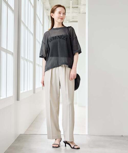 U by SPICK&SPAN（ユーバイスピックアンドスパン）の「シアーロゴニットTEE（ニット/セーター・レディース・ホワイト/ブラウン/ピンク/チャコールグレー・FREE）」の19枚目の写真
