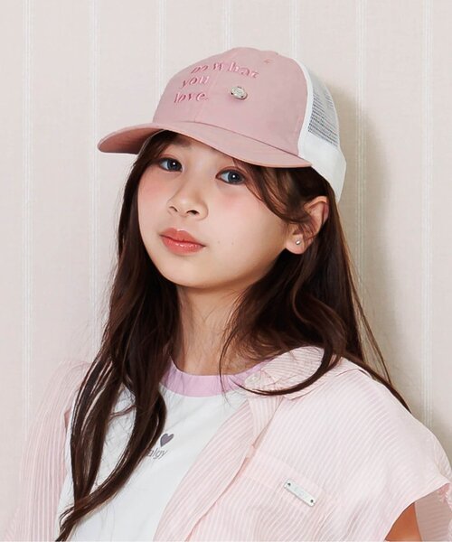 algy（アルジー）の「プレート付きメッシュキャップ（キャップ・キッズ・ライム/ピンク/ブラック/オフホワイト・SMALL/MEDIUM）」の4枚目の写真