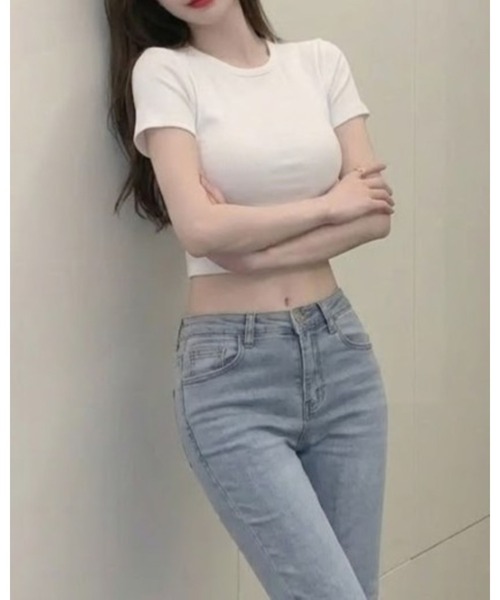 CHEER（チアー）の「後ろあきクロップドカットソー トップス Tシャツ（Tシャツ/カットソー・レディース・ホワイト・L）」の11枚目の写真