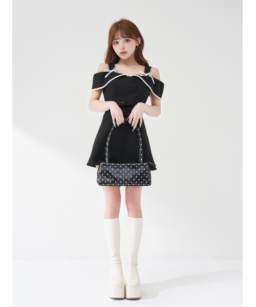 Darich（ダーリッチ）の「パイピングオフショルツイードミニワンピース