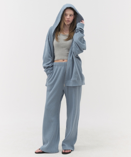 LAZYZ（レイジジ）の「ベイクドワッフルラウンジストリングパンツ（5色展開）（スウェットパンツ・レディース・ブラウン/ライトグレー/オリーブ/エメラルドブルー/イエロー・FREE）」の8枚目の写真