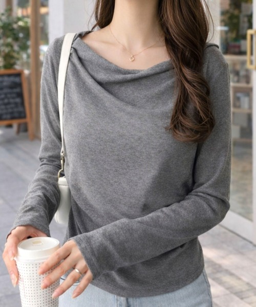 JULIUS 21ss ドレープネック Tシャツ カットソー お好みの着方でコーデを楽しめる♪ ドレープネックマルチWAYカットソー