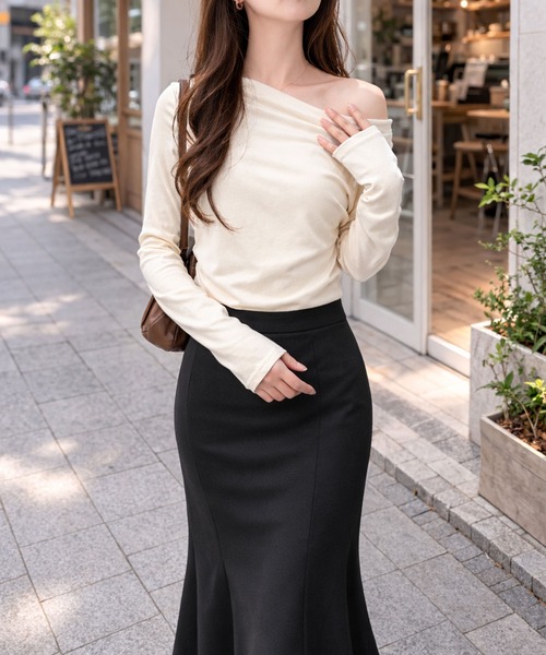 Dewlily(デューリリー)の「お好みの着方でコーデを楽しめる♪ ドレープネックマルチWAYカットソー(Tシャツ/カットソー・レディース・グレー/アイボリー/ブラック・L/M/S)」の5枚目の写真