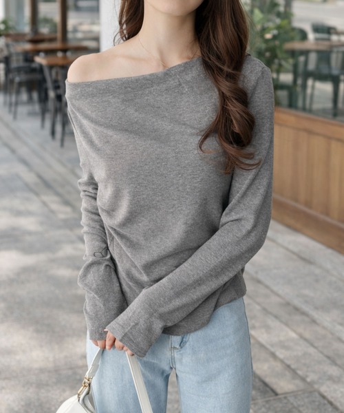 Dewlily(デューリリー)の「お好みの着方でコーデを楽しめる♪ ドレープネックマルチWAYカットソー(Tシャツ/カットソー・レディース・グレー/アイボリー/ブラック・L/M/S)」の10枚目の写真