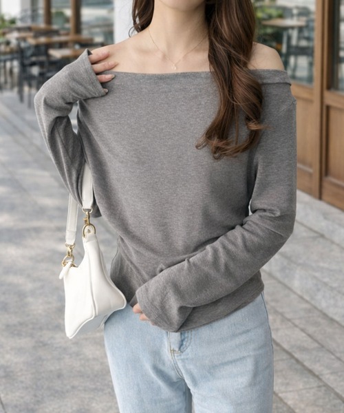 Dewlily(デューリリー)の「お好みの着方でコーデを楽しめる♪ ドレープネックマルチWAYカットソー(Tシャツ/カットソー・レディース・グレー/アイボリー/ブラック・L/M/S)」の11枚目の写真