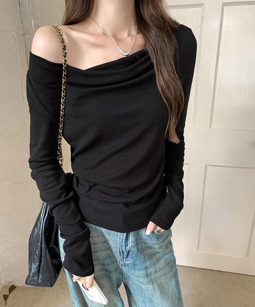Dewlily(デューリリー)の「お好みの着方でコーデを楽しめる♪ ドレープネックマルチWAYカットソー(Tシャツ/カットソー・レディース・グレー/アイボリー/ブラック・L/M/S)」の22枚目の写真