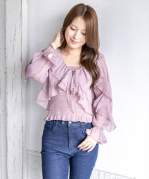 clear | ラメシアーフリルアンサンブル［骨格ウェーブ/シャーリング/フェミニン］(シャツ/ブラウス)
