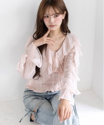 clear（クリア）の「ラメシアーフリルアンサンブル［骨格ウェーブ/シャーリング/フェミニン］（シャツ/ブラウス）」