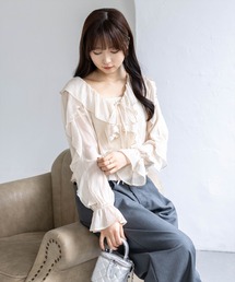 clear | ラメシアーフリルアンサンブル［骨格ウェーブ/シャーリング/フェミニン］(シャツ/ブラウス)