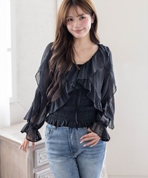 clear | ラメシアーフリルアンサンブル［骨格ウェーブ/シャーリング/フェミニン］(シャツ/ブラウス)