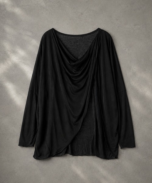 LAULEN(ローレン)の「drape neck slit nuance tops /ドレープネックスリットニュアンス長袖トップス(Tシャツ/カットソー・レディース・ブルー/ベージュ/イエロー/ブラック/アイボリー・FREE)」の3枚目の写真