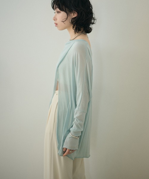 LAULEN(ローレン)の「drape neck slit nuance tops /ドレープネックスリットニュアンス長袖トップス(Tシャツ/カットソー・レディース・ブルー/ベージュ/イエロー/ブラック/アイボリー・FREE)」の8枚目の写真