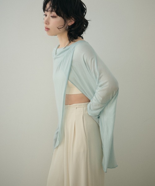 LAULEN(ローレン)の「drape neck slit nuance tops /ドレープネックスリットニュアンス長袖トップス(Tシャツ/カットソー・レディース・ブルー/ベージュ/イエロー/ブラック/アイボリー・FREE)」の10枚目の写真