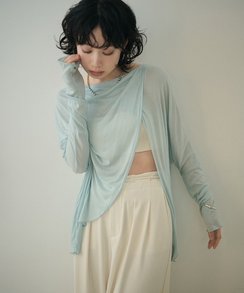 LAULEN(ローレン)の「drape neck slit nuance tops /ドレープネックスリットニュアンス長袖トップス(Tシャツ/カットソー・レディース・ブルー/ベージュ/イエロー/ブラック/アイボリー・FREE)」の14枚目の写真